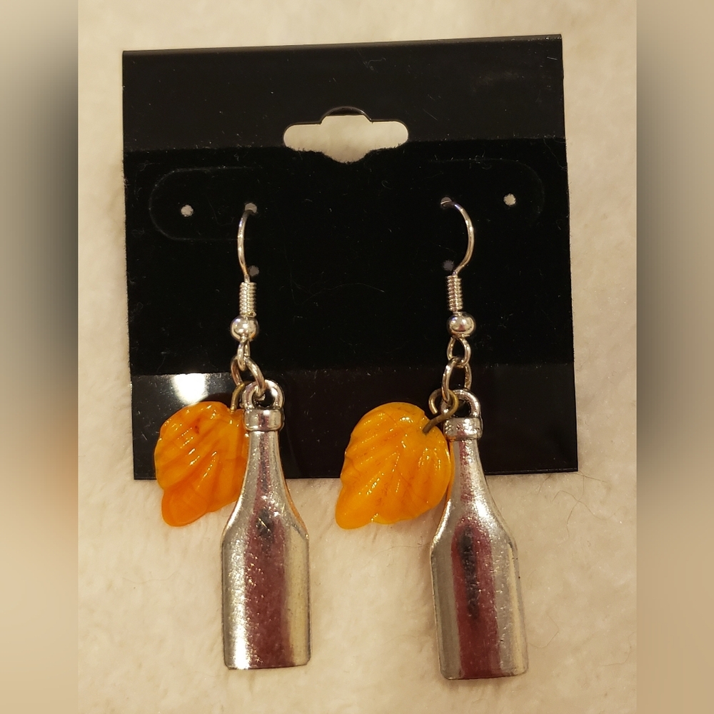 Handmade Silver Wine Bottle Earrings